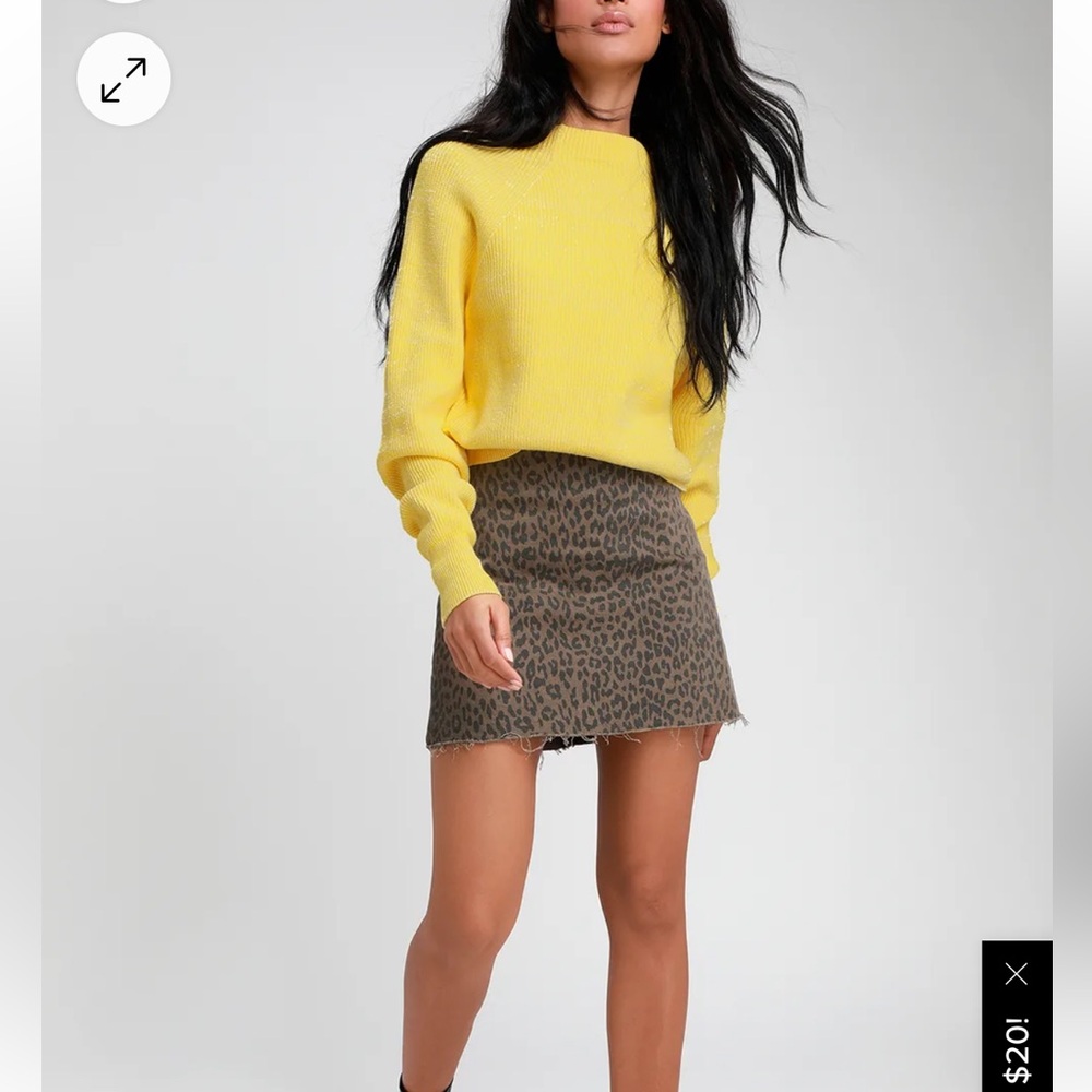 Free People bright yellow knit sweater size L